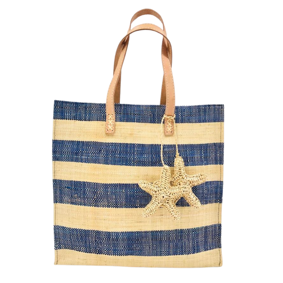 Starfish Straw Bag with Crochet Starfish Charm Embellishment