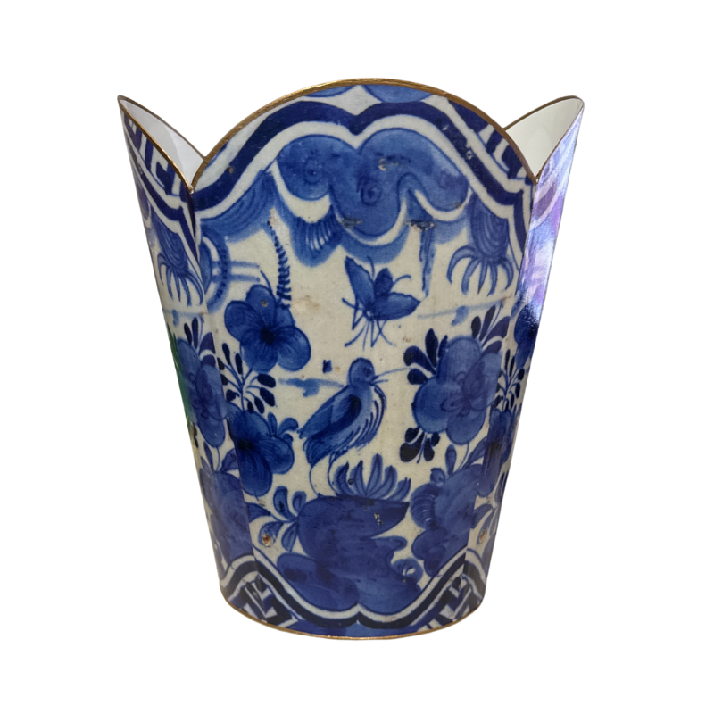 Blue Delft Pattern with Birds Wastebasket
