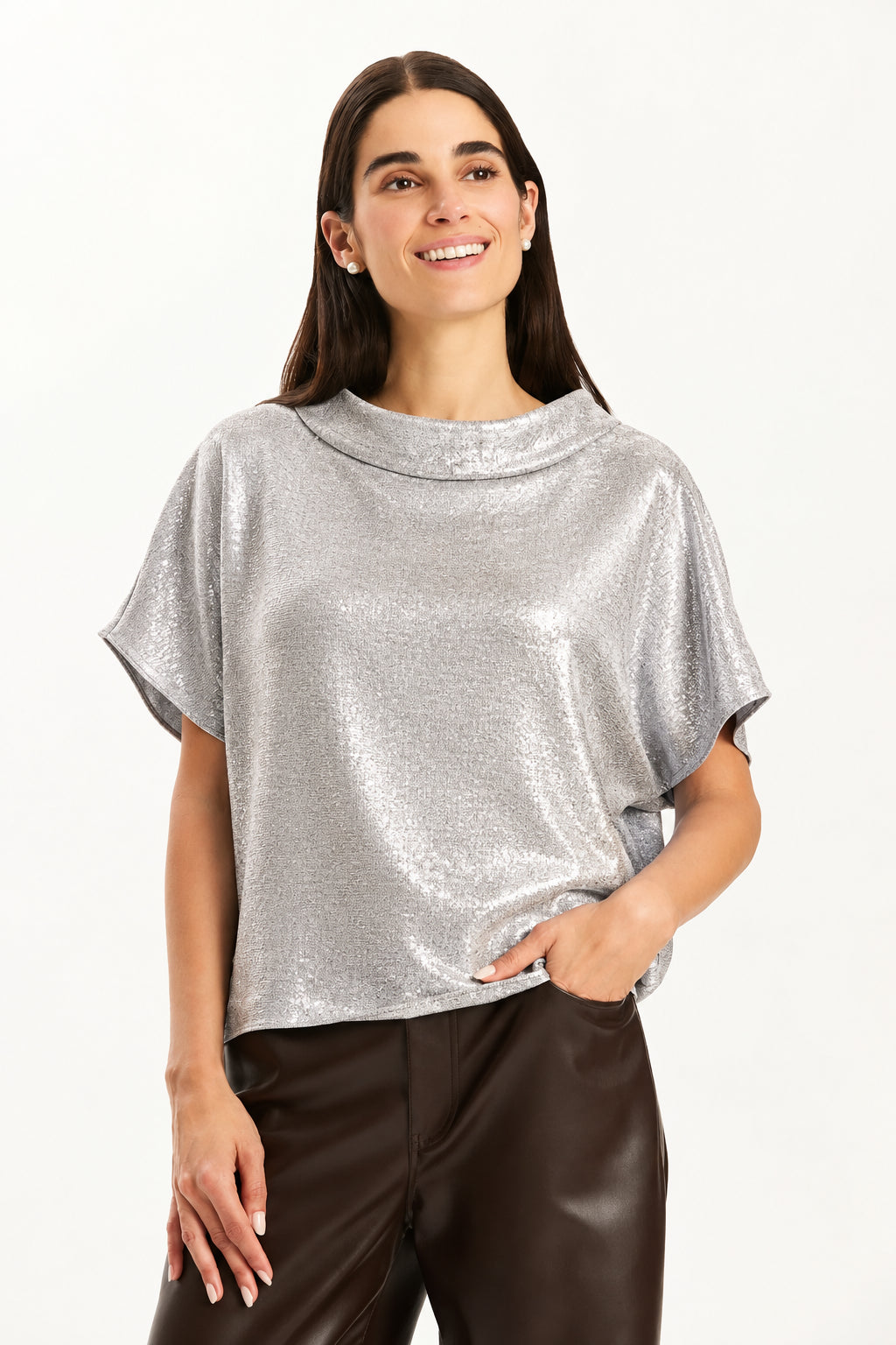 Tyler Boe Mary Lurex Topper | Silver