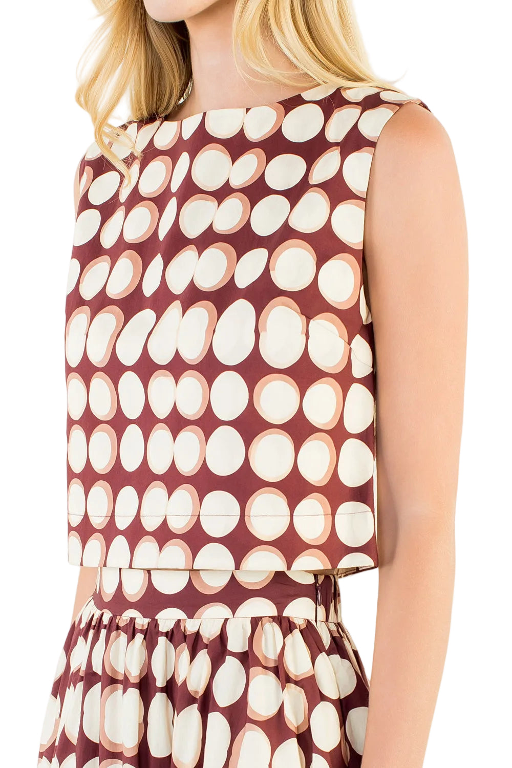 Geometric Skirt and Top Set | Brown