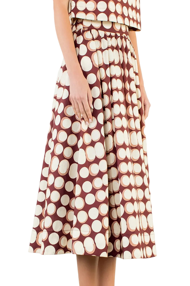 Geometric Skirt and Top Set | Brown