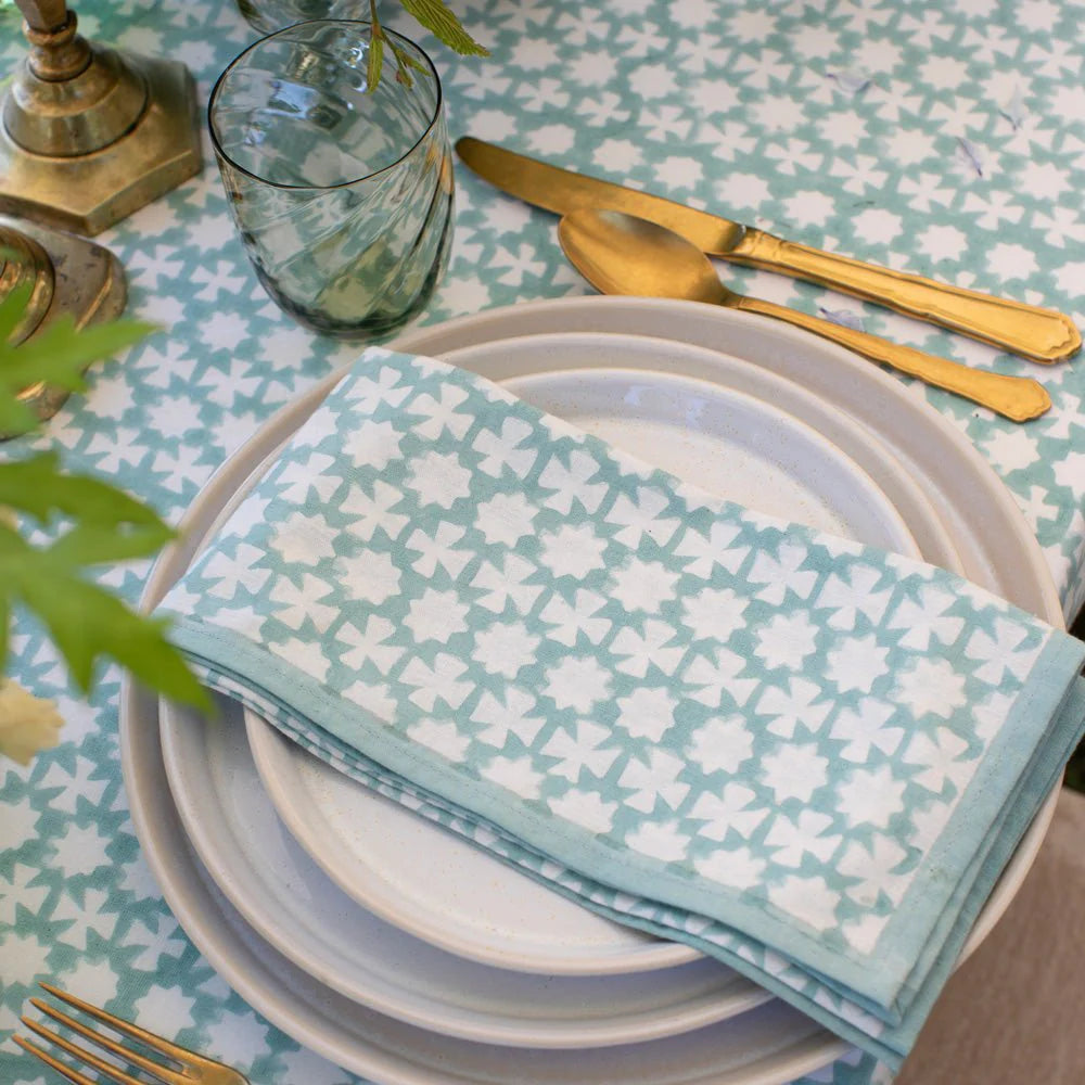 Pomegranate India Hicks Home Cuban Cross Palladian Blue Napkin Set of 4