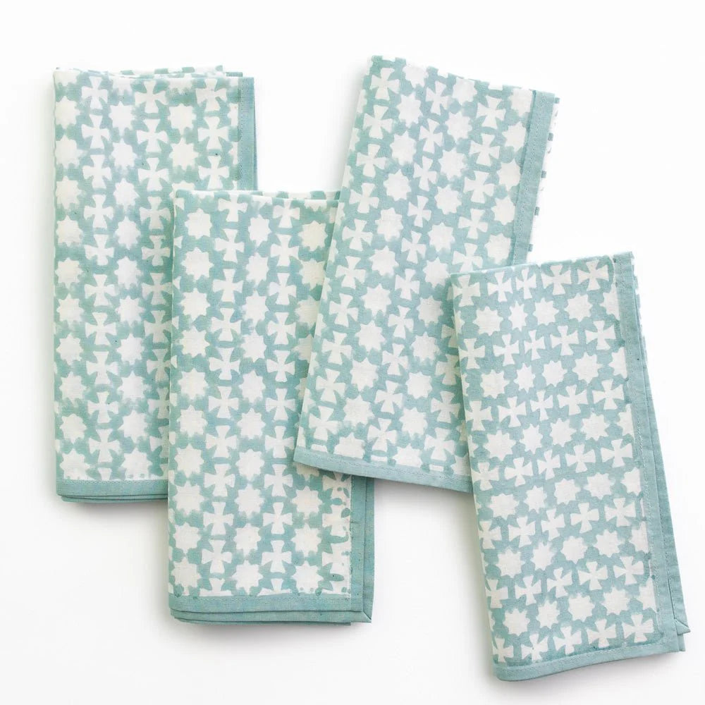 Pomegranate India Hicks Home Cuban Cross Palladian Blue Napkin Set of 4