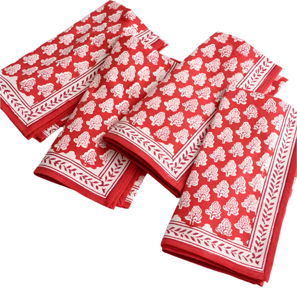 Pomegranate Pom Buti Red Napkin - Set of 4