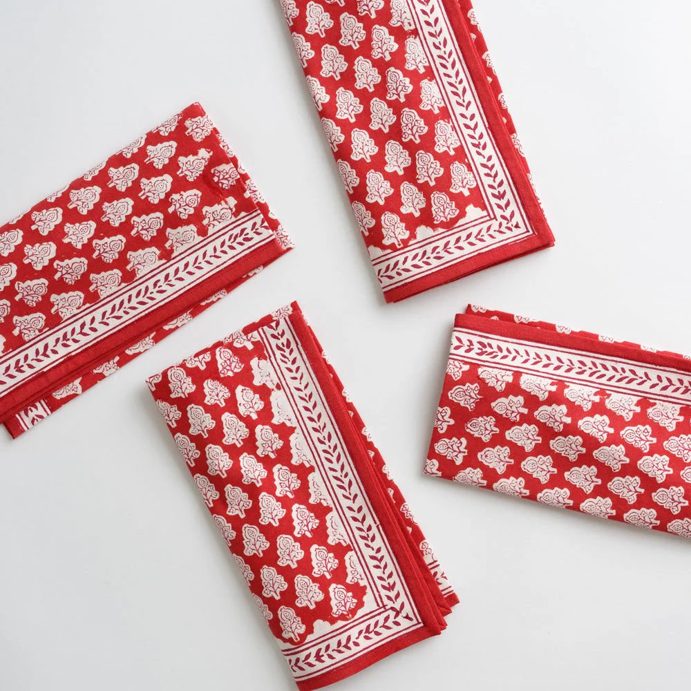 Pomegranate Pom Buti Red Napkin - Set of 4