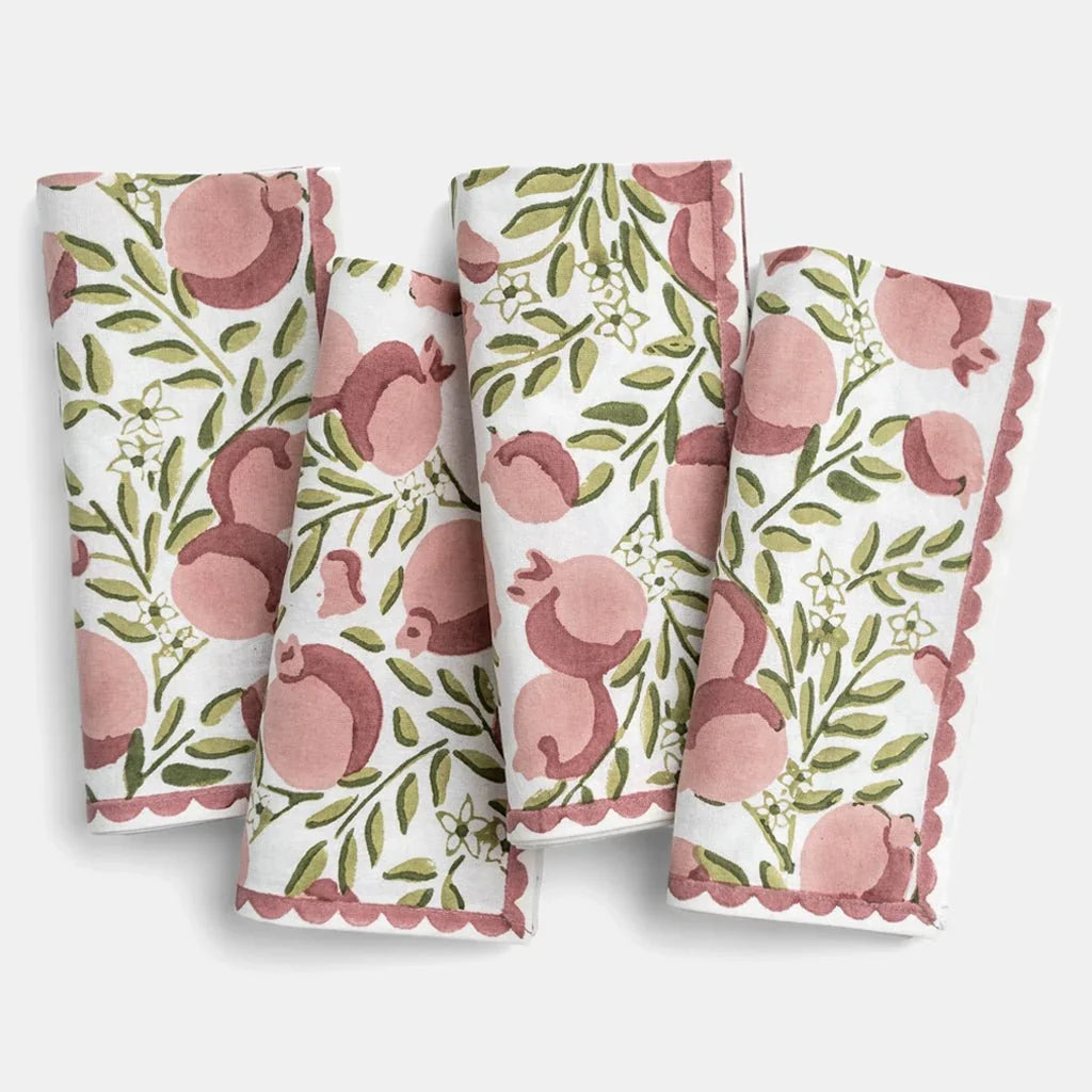 Pomegranate Vine Moss and Mauve Napkin Set of 4