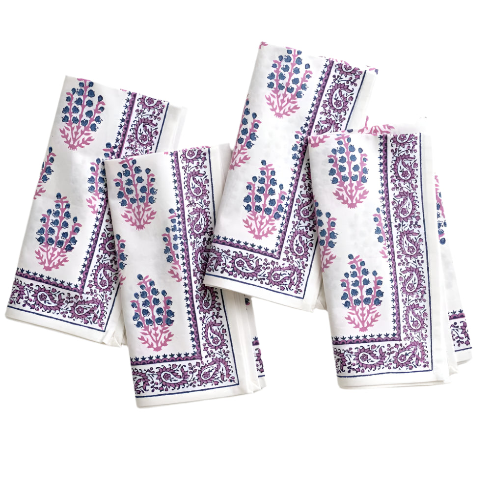 Pomegranate Sagar Blue & Magenta Napkin - Set of 4