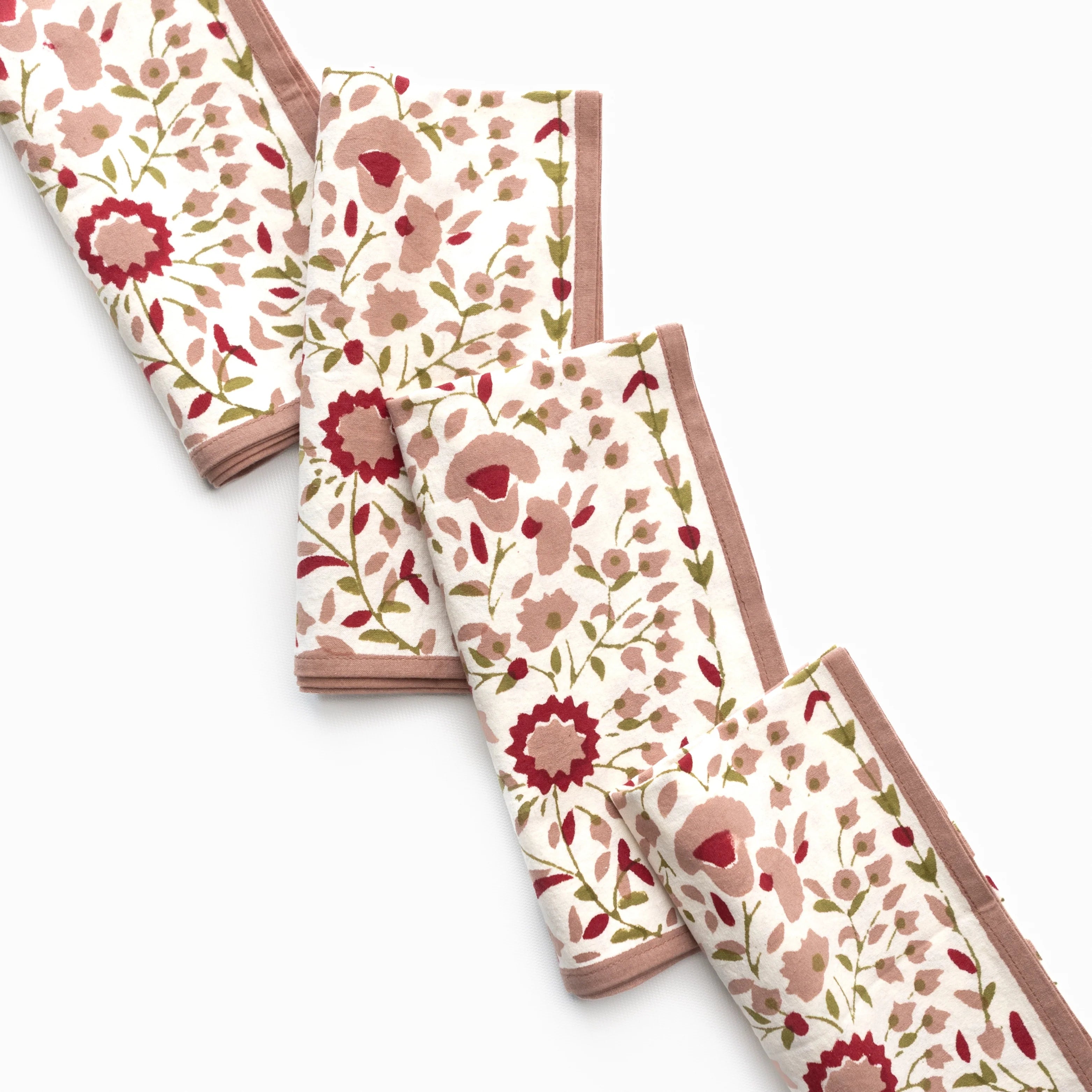 Pomegrante Starflower Fern & Blush Napkins - Set of 4