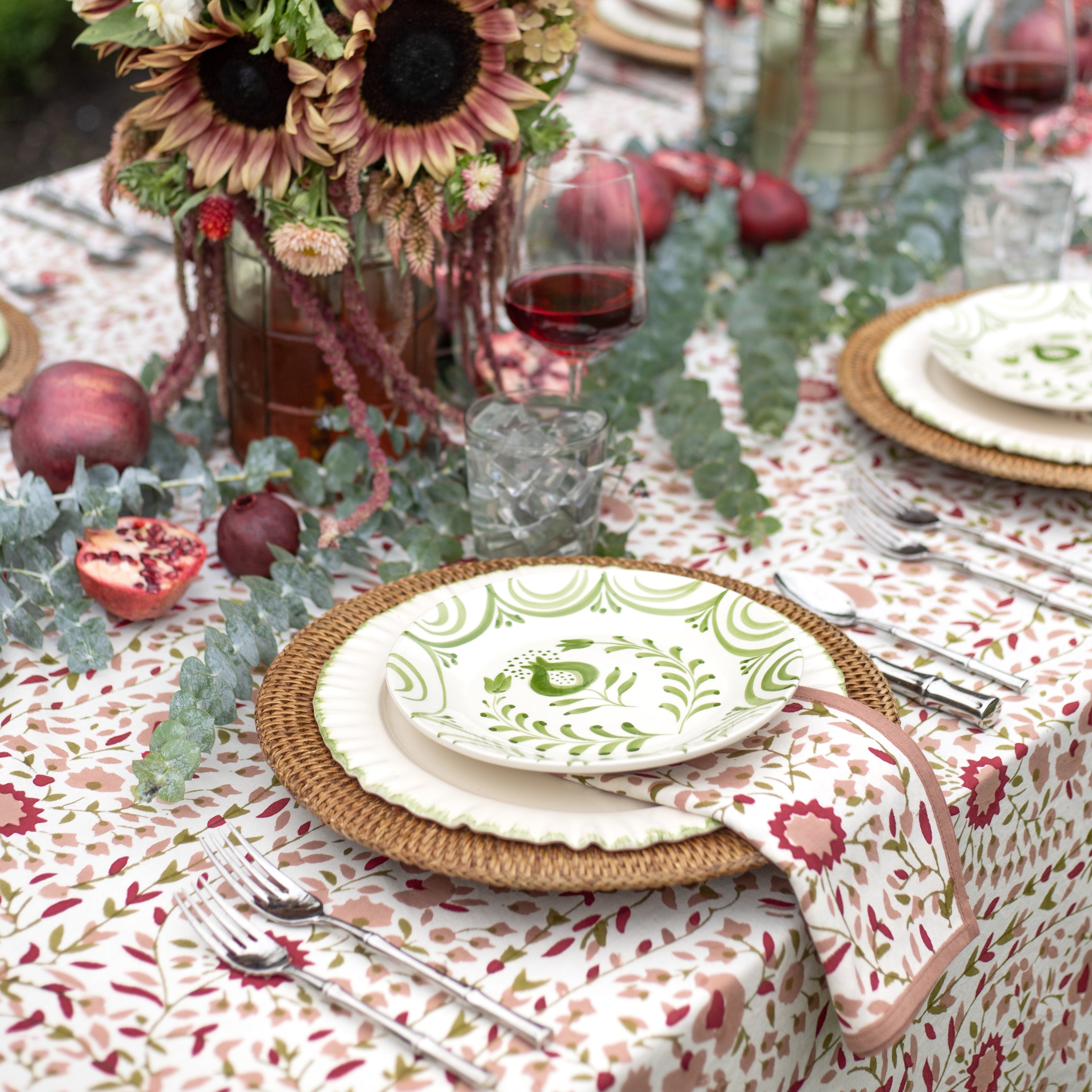 Pomegrante Starflower Fern & Blush Napkins - Set of 4
