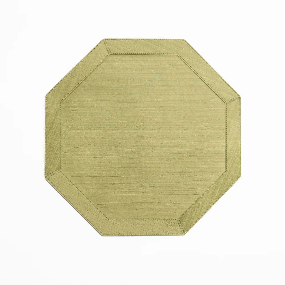 Pomegranate Silk Green Octagonal Placemat