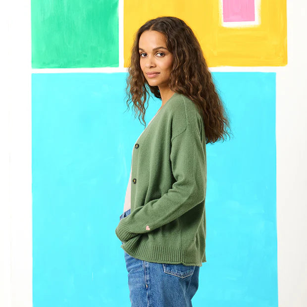 KERRI ROSENTHAL Whisper Featherweight Cardigan - Army Green