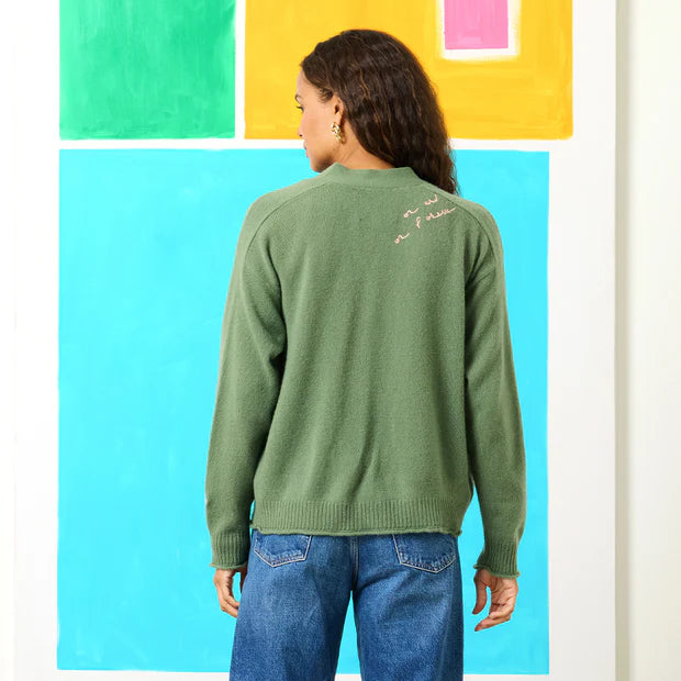 KERRI ROSENTHAL Whisper Featherweight Cardigan - Army Green