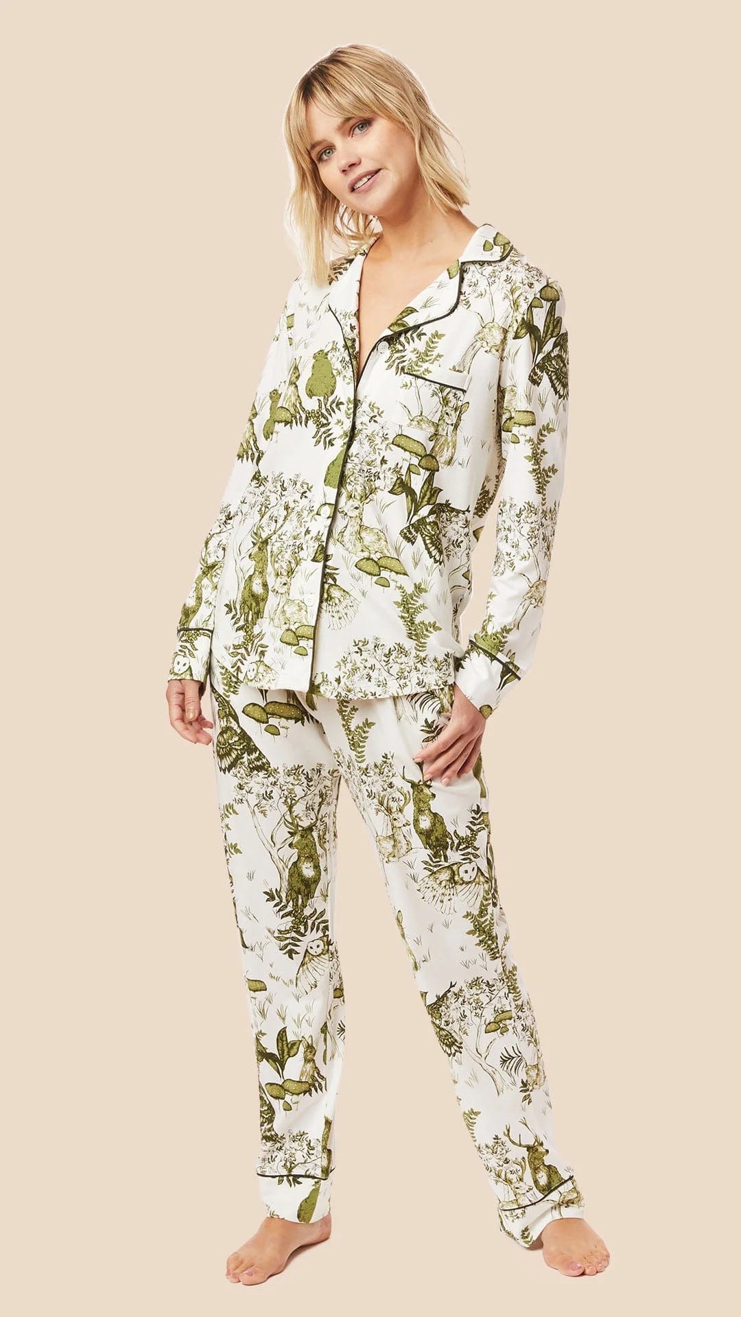 Cat's Pajamas Woodside Knit Long-Sleeved Pajamas