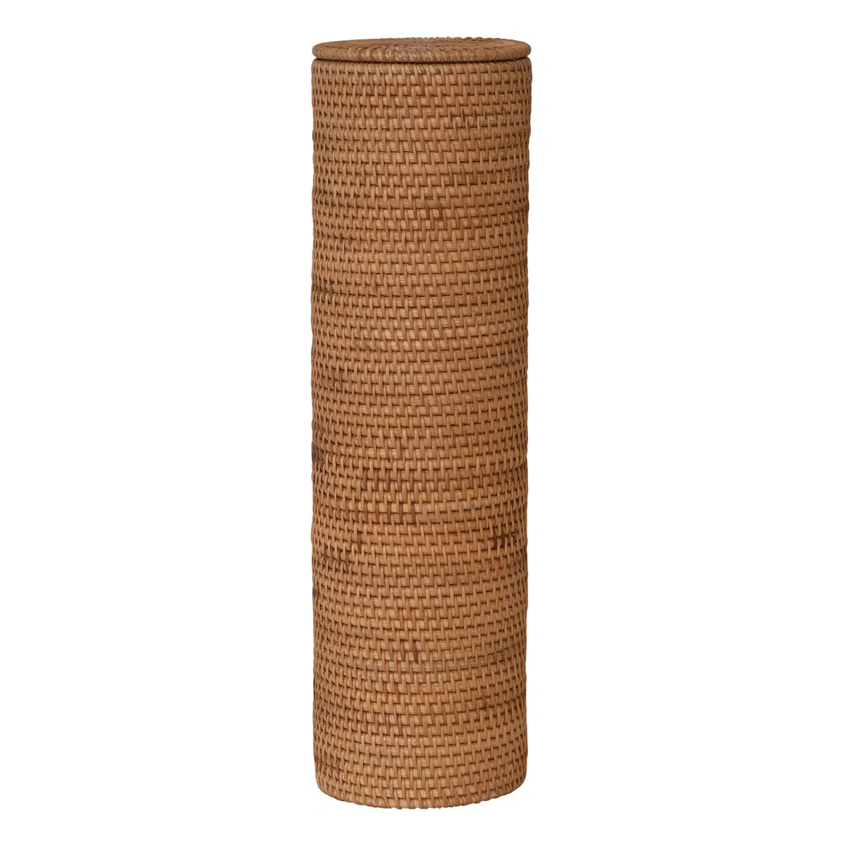Woven Rattan Toilet Paper Roll Storage With Lid