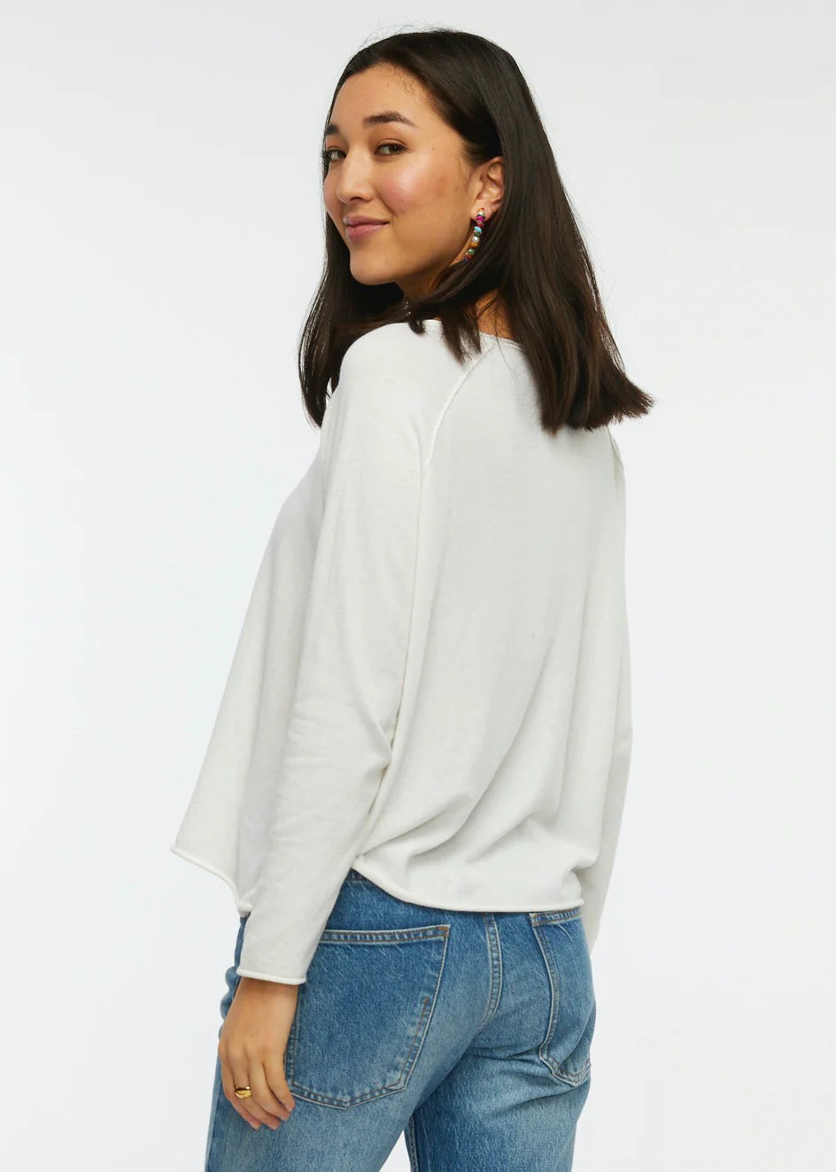 Color Stitch Sweater - White