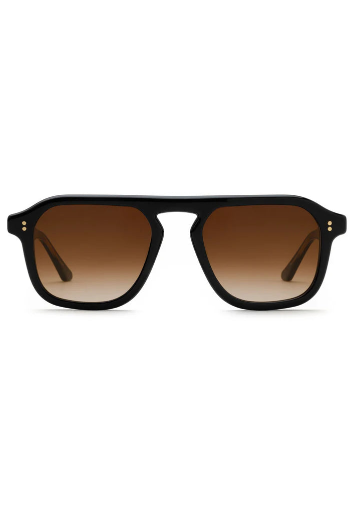 Krewe Zander Black + Black Tea Sunglasses