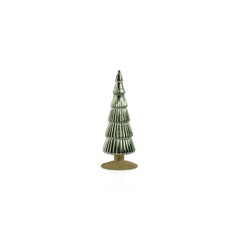 Alpine Glass Tree on Gold Glitter Base - Light Green | 2 Sizes