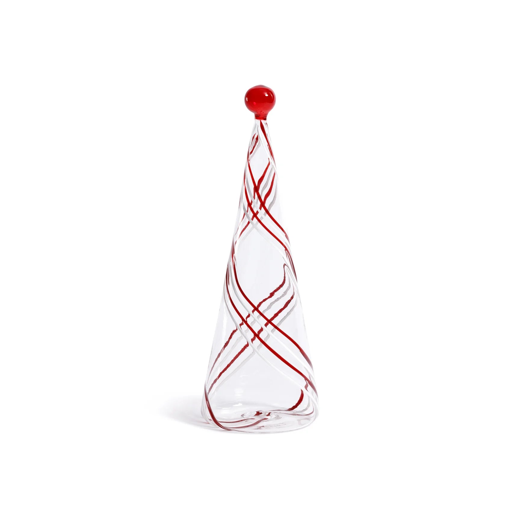 Glass Tree with Red & White Swirl Design - 3 Sizes