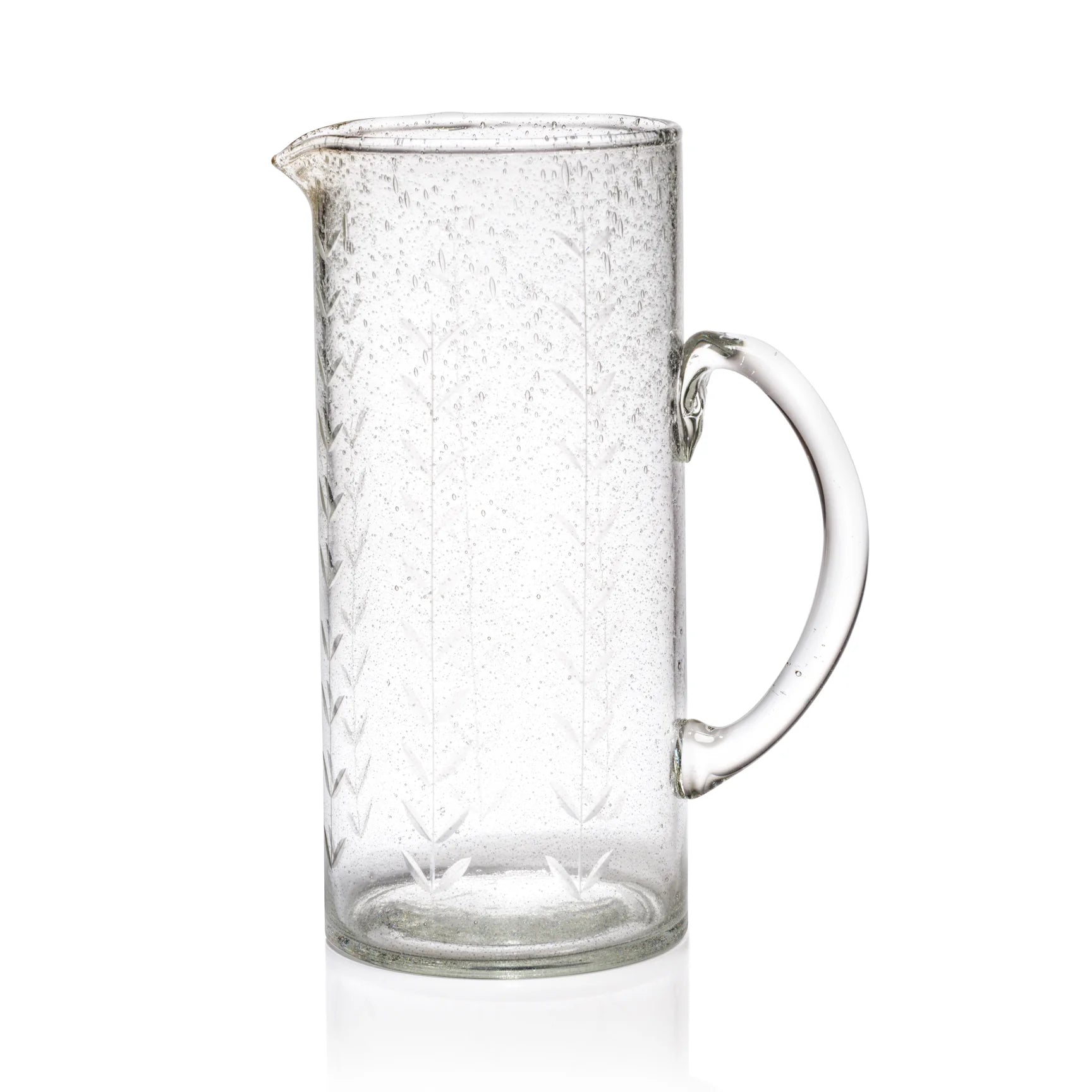 Tuscan Handmade Etched Glass Pitcher