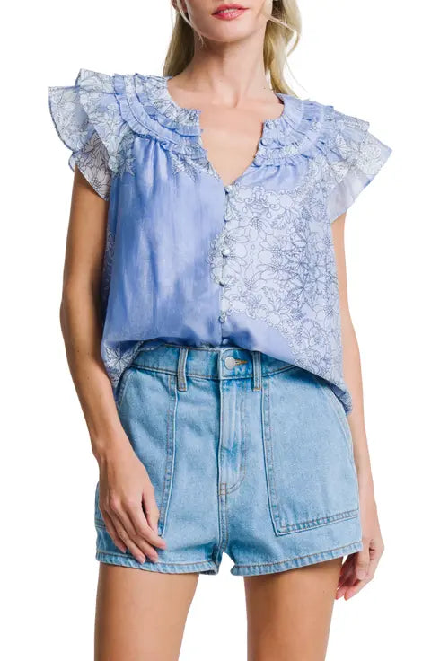 Rothy Ruffle Button Down Top