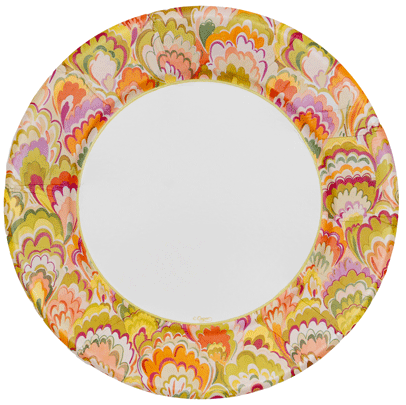 Caspari Marbled Ceramica Raspberry Plates - Salad and Dinner