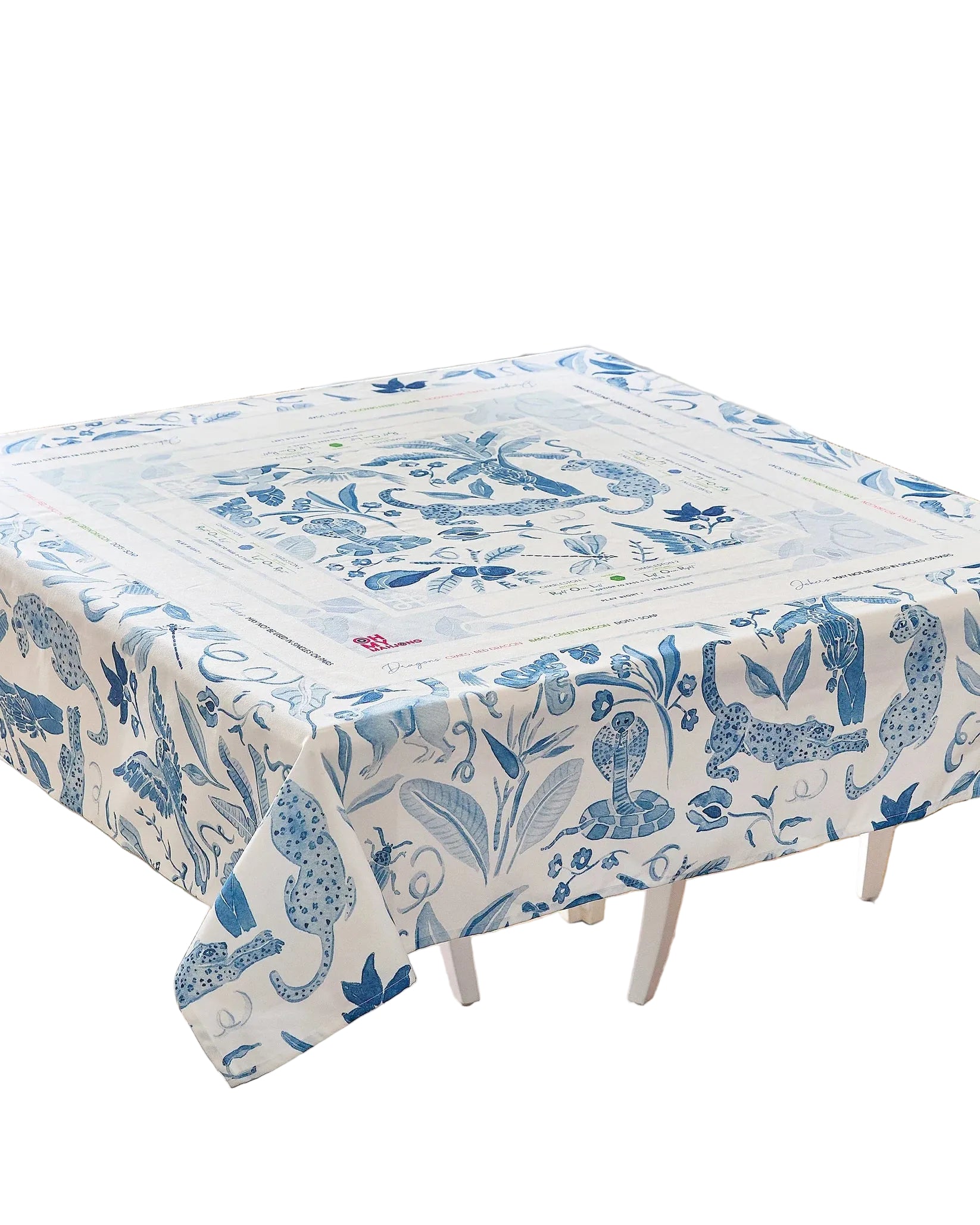 Oh My Mahjong Amazon Blue Instructional Mahjong Tablecloth