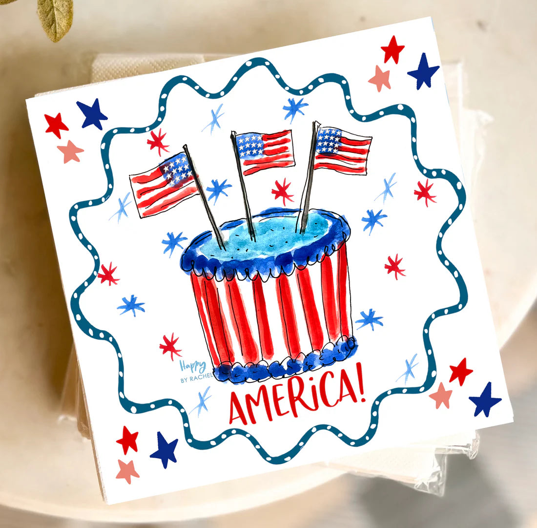America Birthday Cake and Stripes Napkin