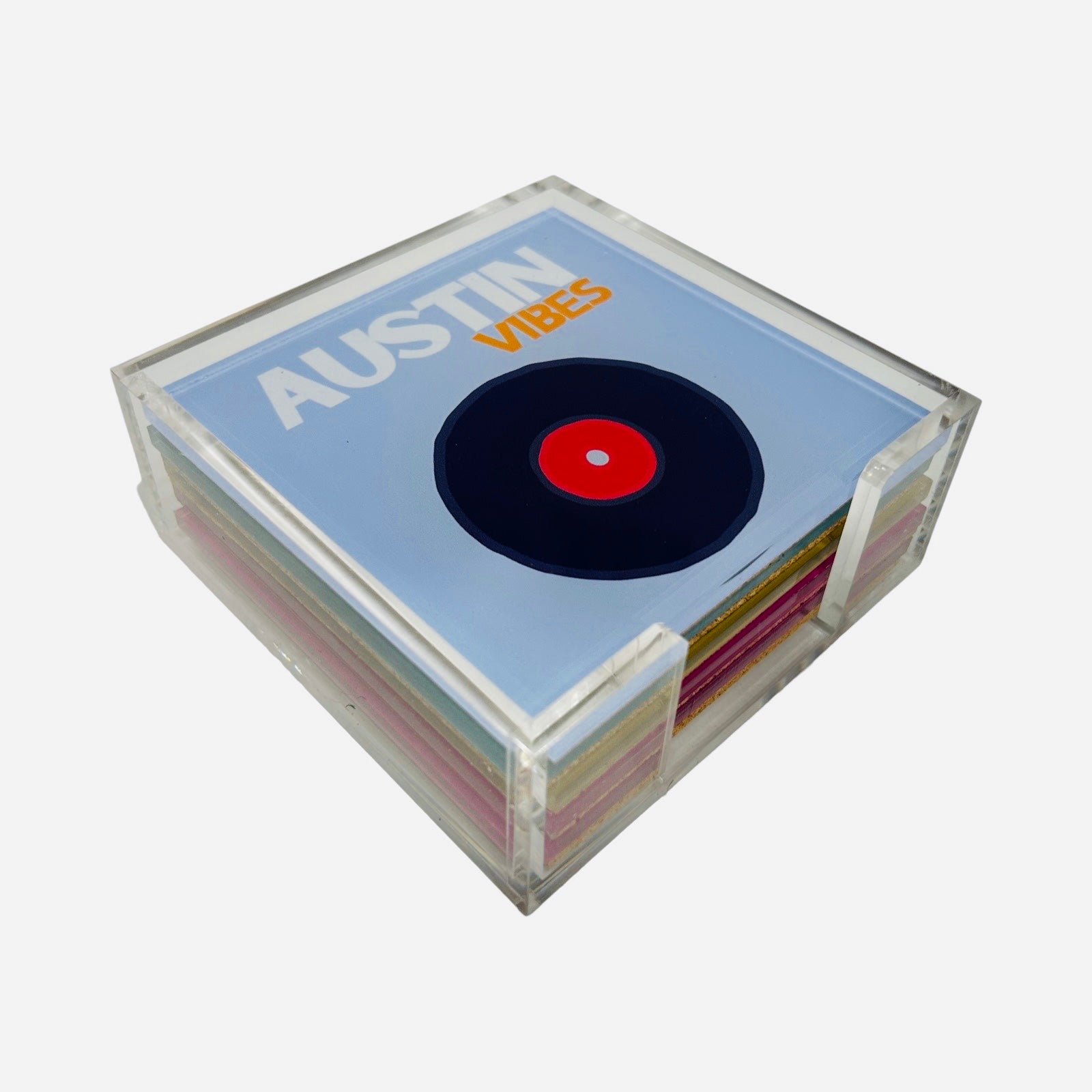 Lucite Travel Coasters - 9 Locales