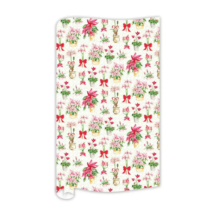 Christmas Poinsettia and Amaryllis Pattern Wrapping Paper