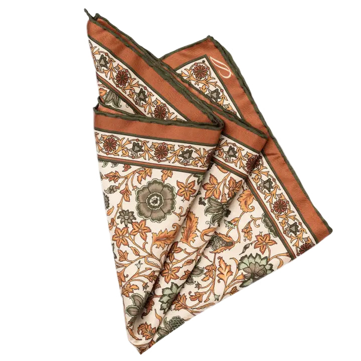 Ibiza - Silk Pocket Square - Terracotta