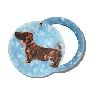 Hand-Painted Dachshund Compact Mirror