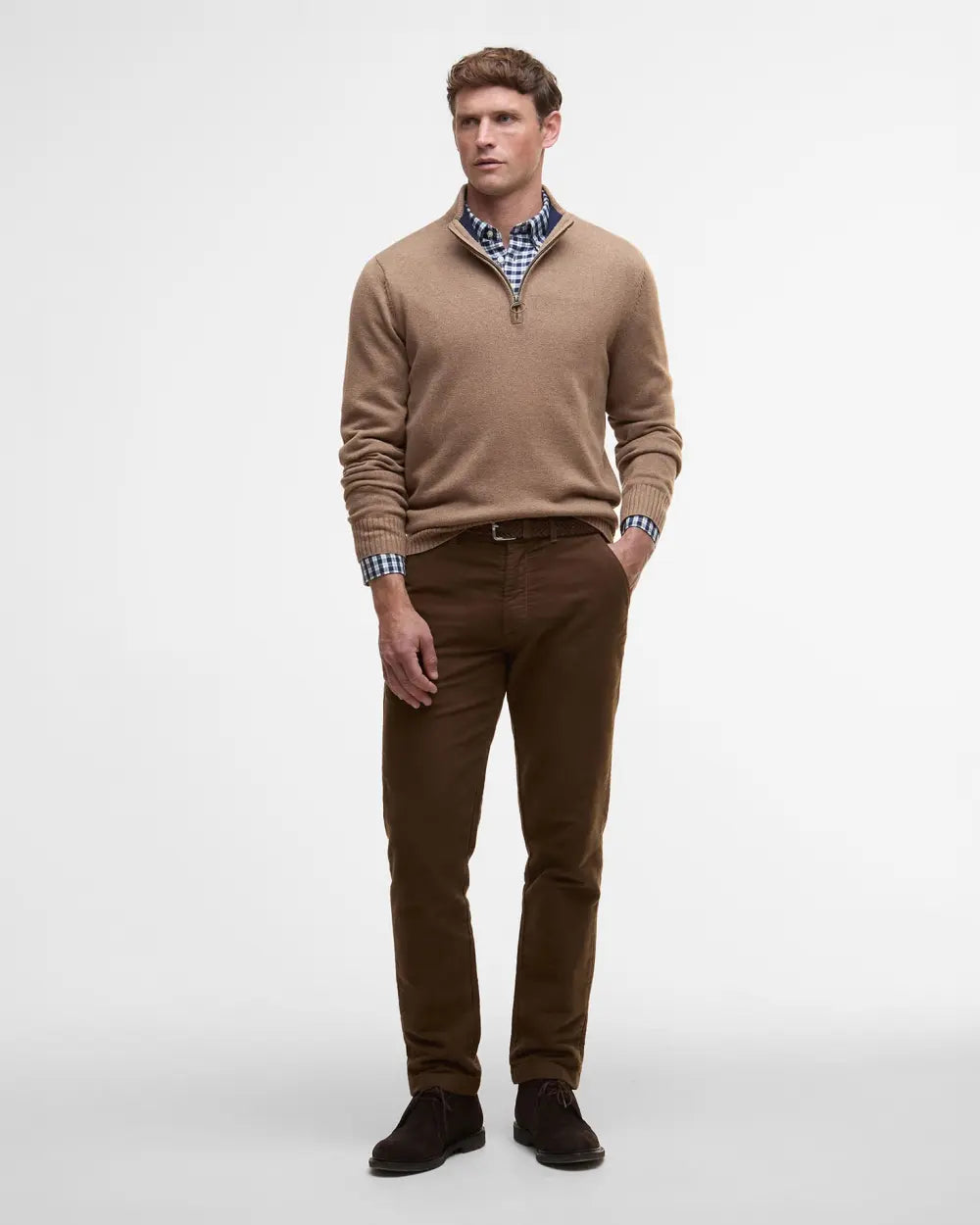 Barbour Kelson Half Zip Knitted Sweater - Stone