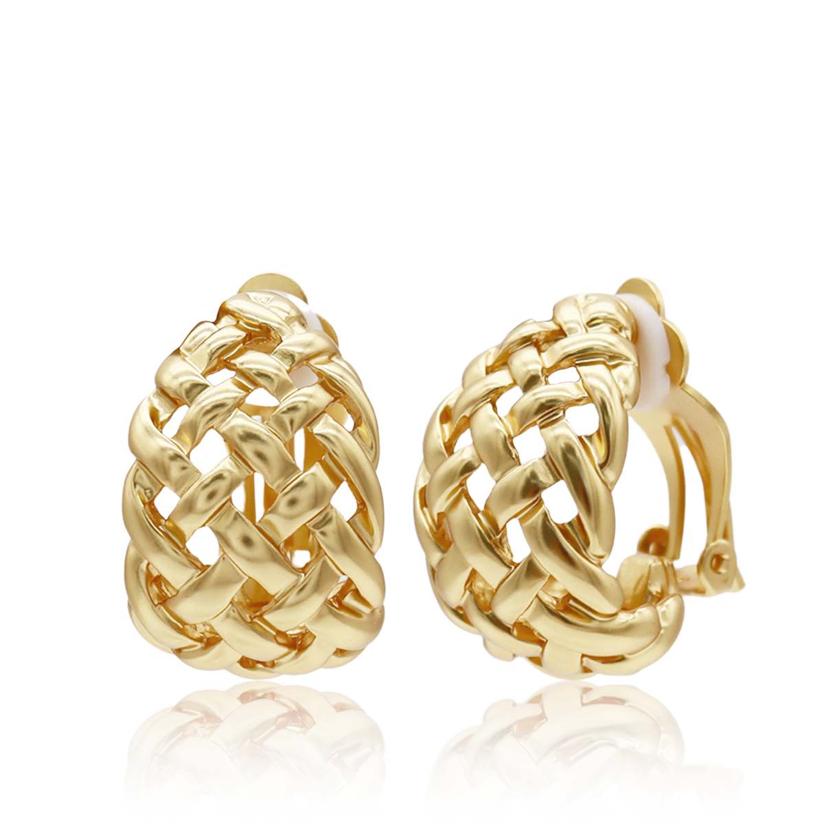 Woven Dome Clip-On Earrings - 24K Gold Plated