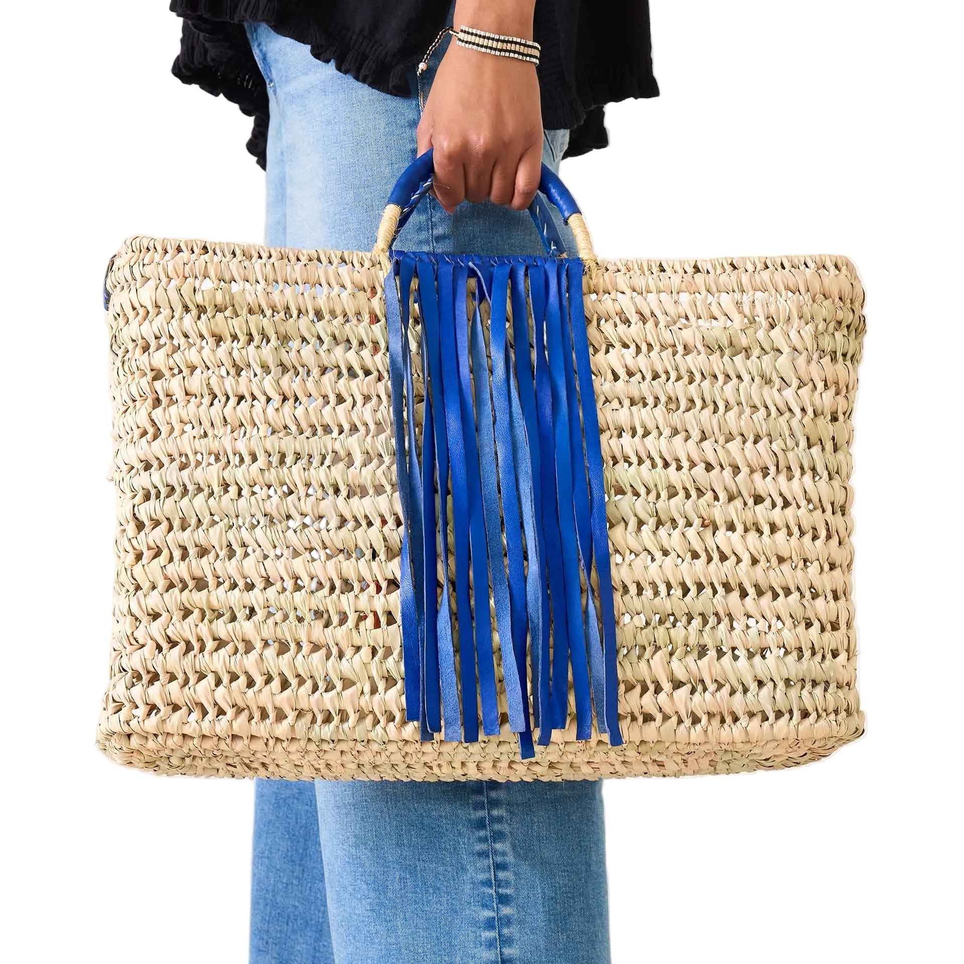 Blue Fringe Bazaar Basket