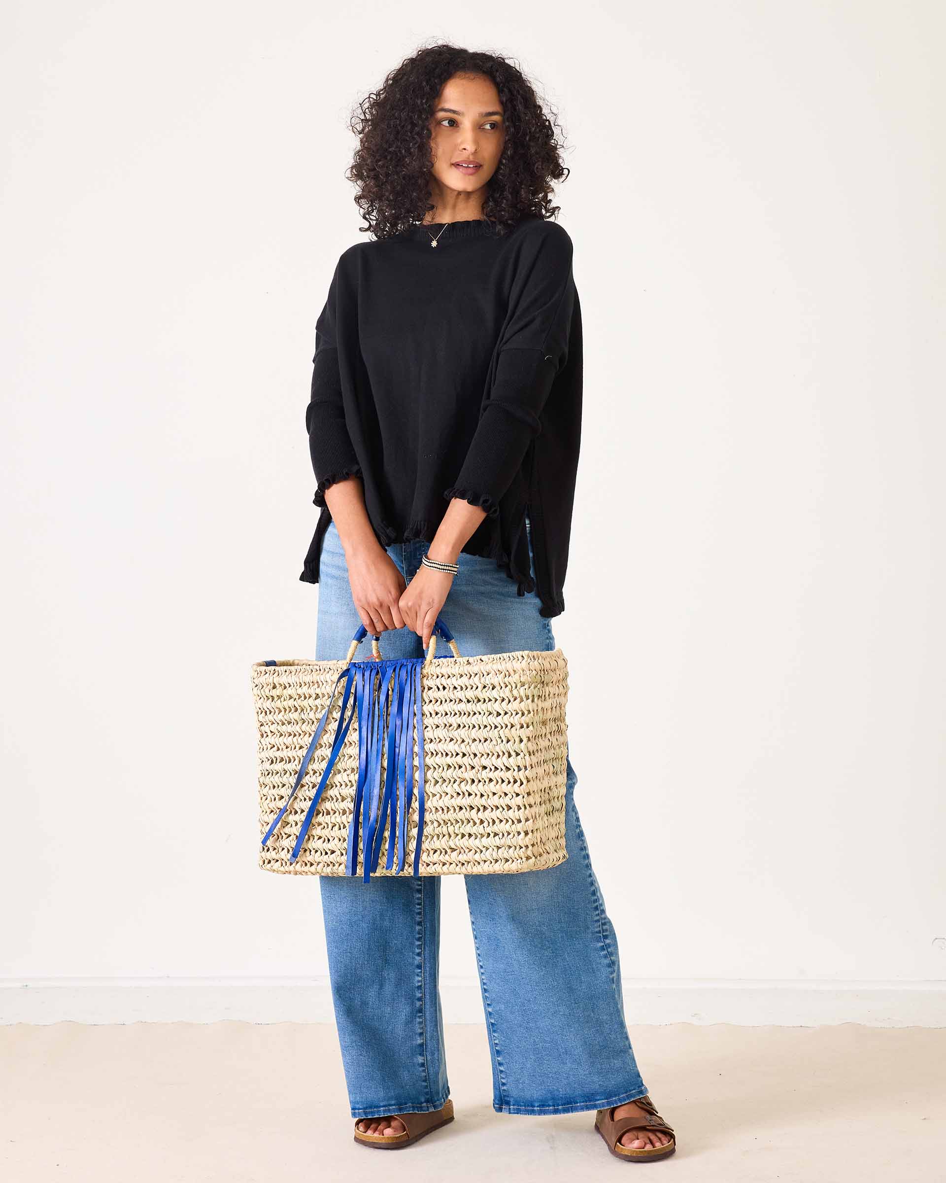 Blue Fringe Bazaar Basket