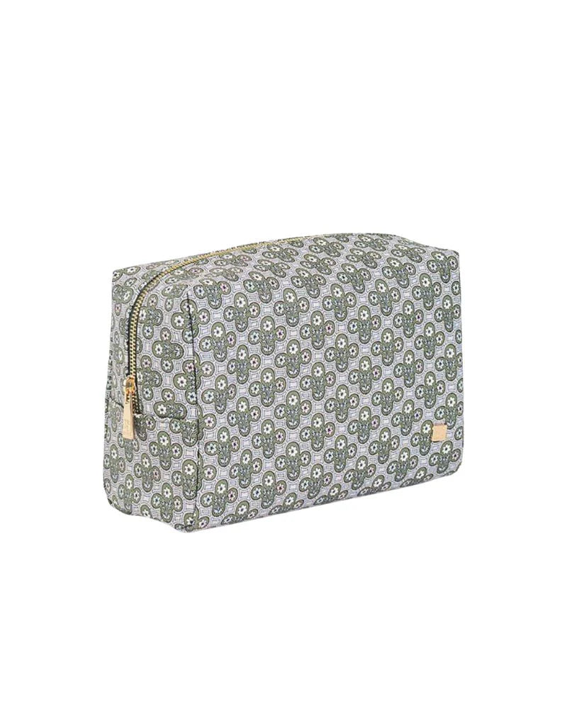 Luxe Everyday Cosmetic Bag-Surrey with Green Pinstripe Liner