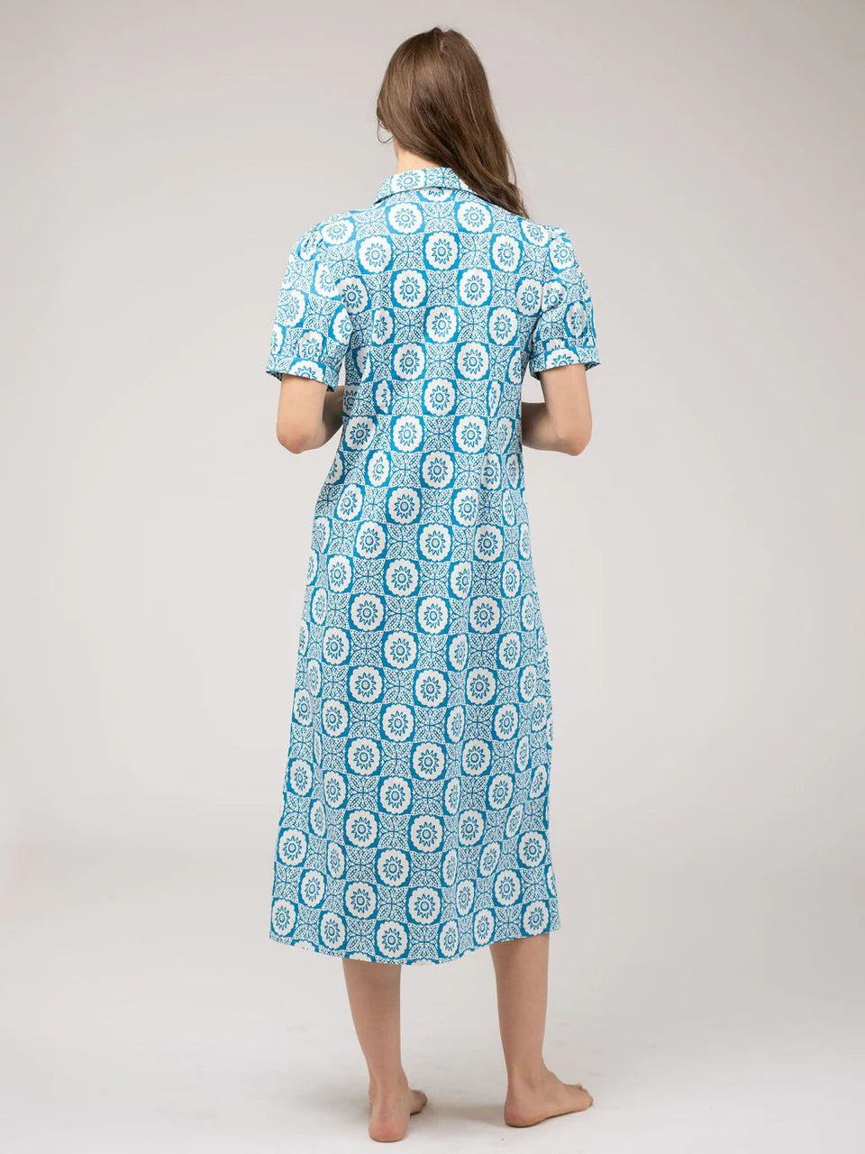 Beau & Ro Kris Dress |  Flower Check Blue