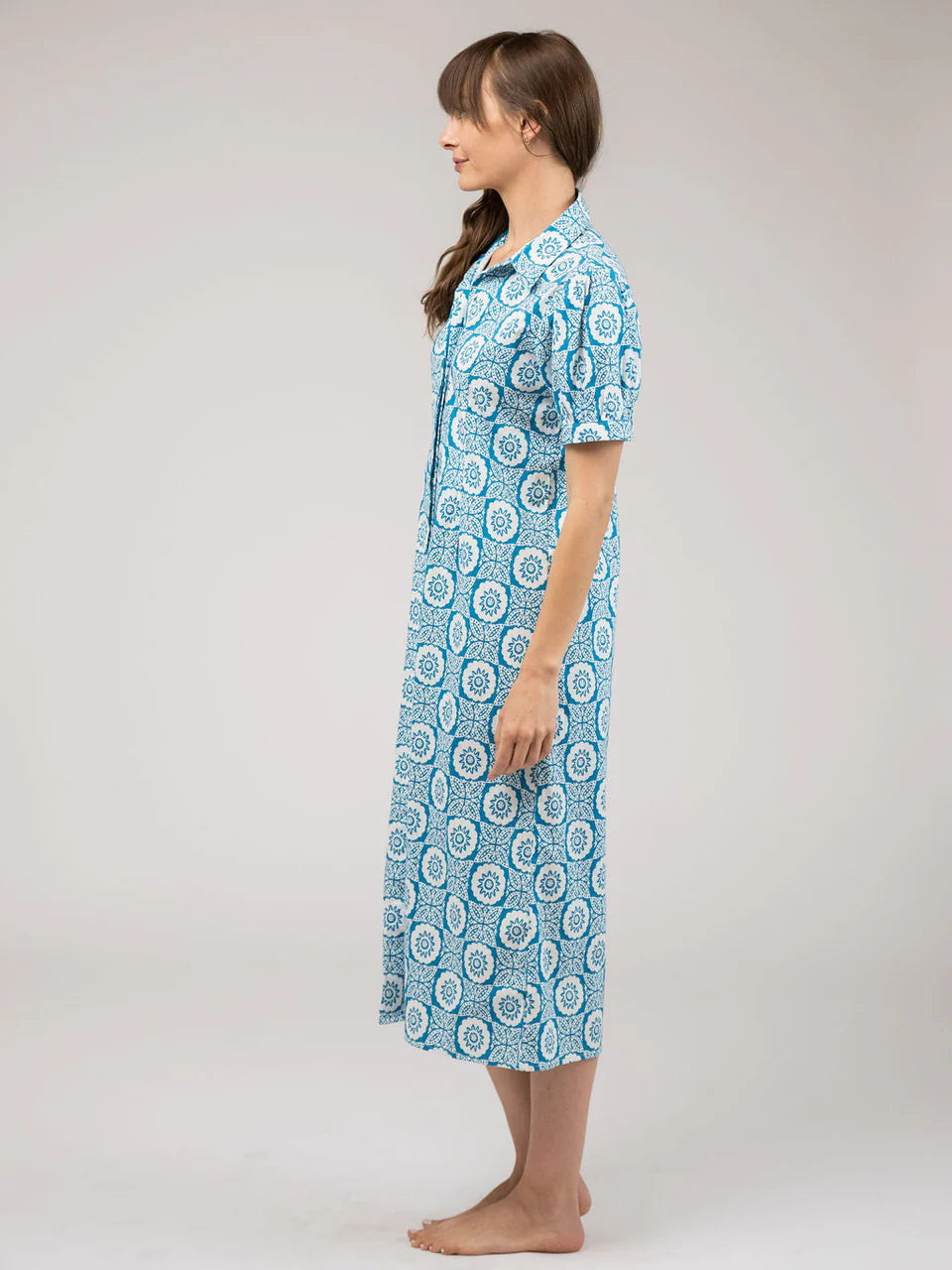 Beau & Ro Kris Dress |  Flower Check Blue