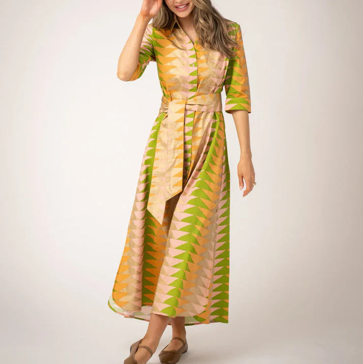 Beau & Ro Eloise Dress | Bagru Triangle - Sunrise
