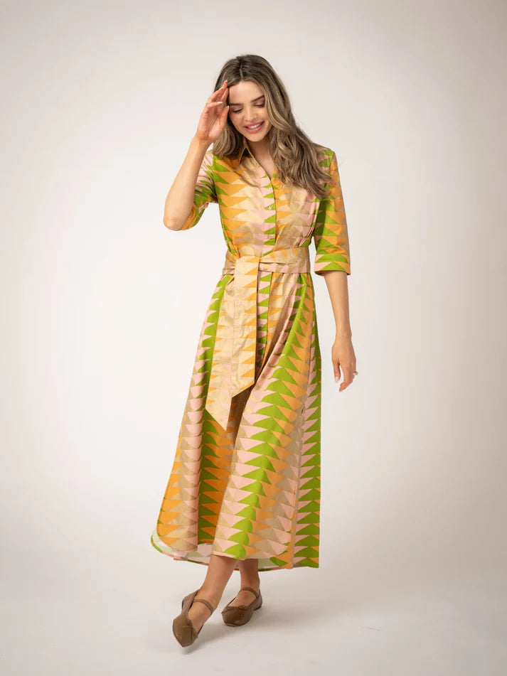 Beau & Ro Eloise Dress | Bagru Triangle - Sunrise