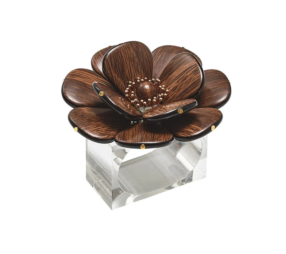 Begonia Napkin Ring in Brown & Gold