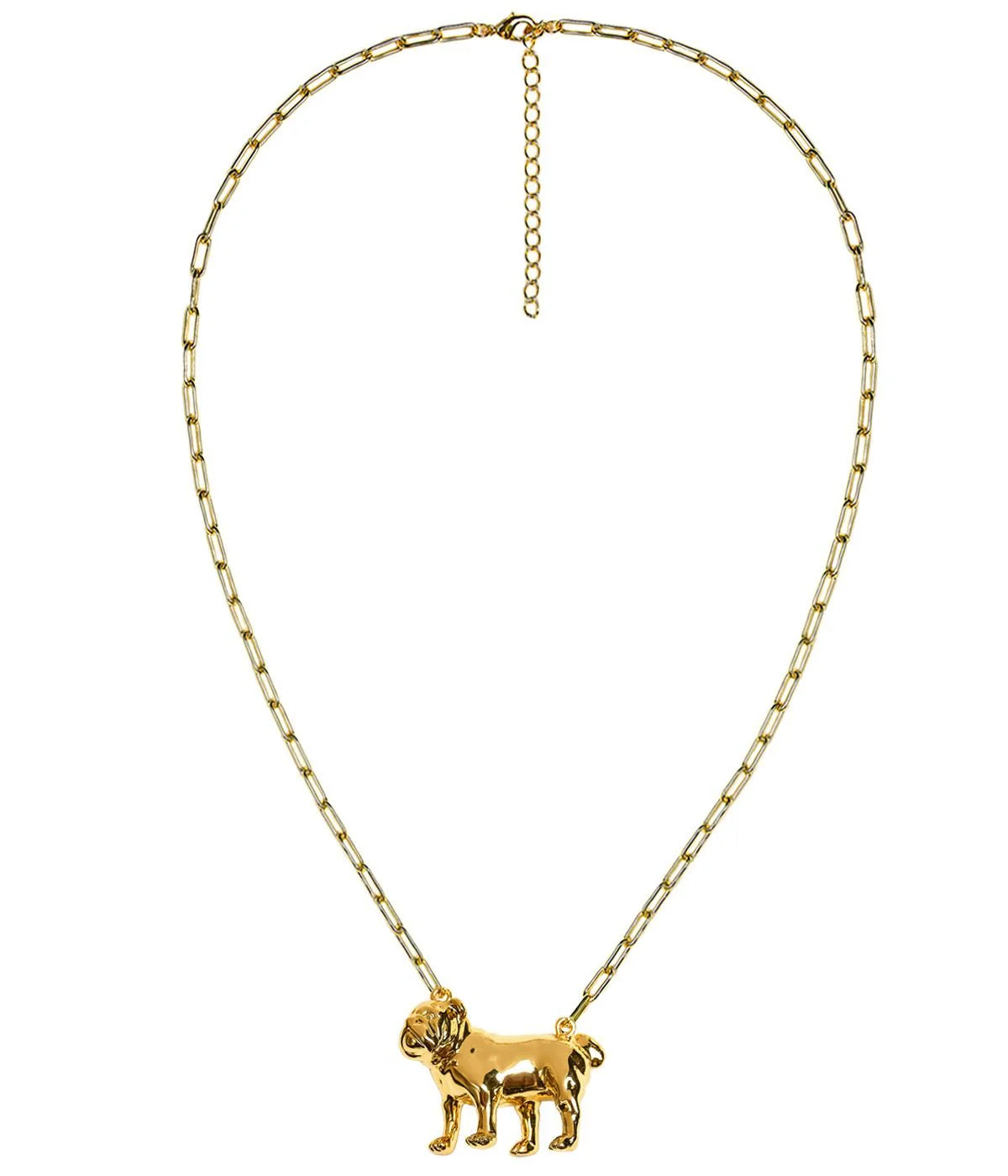 Bulldog Charm Necklace -Gold