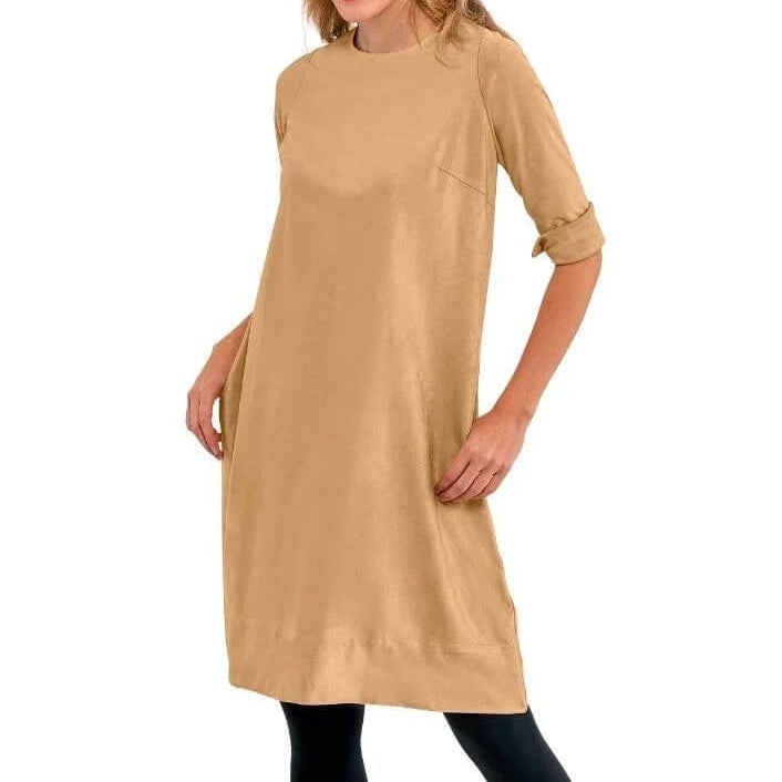 Gretchen Scott Ultra Suede Button Back Swing Dress