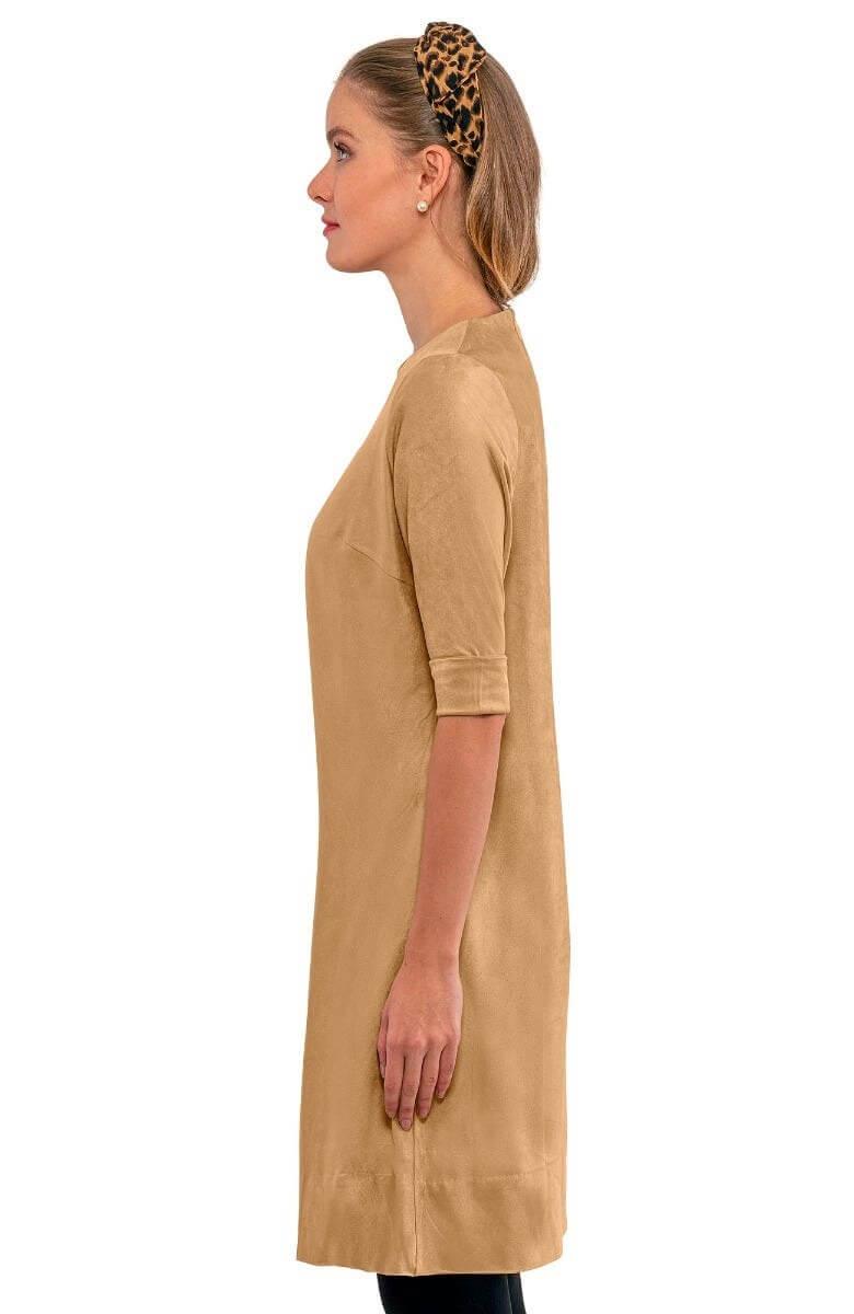 Gretchen Scott Ultra Suede Button Back Swing Dress