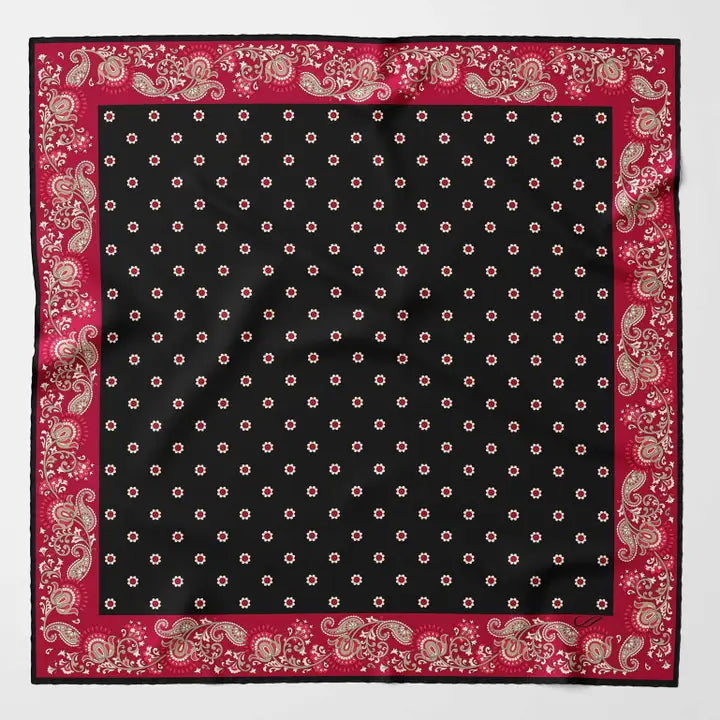 Sangiovese - Silk Pocket Square - Black and Red