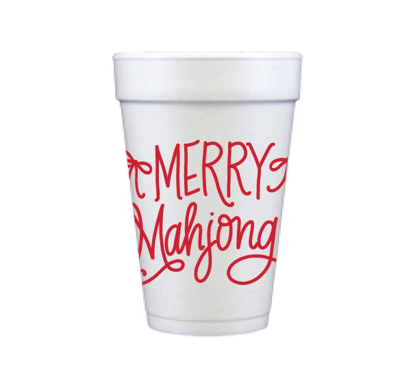 Merry Mahjong Foam Cups - Red or Pink