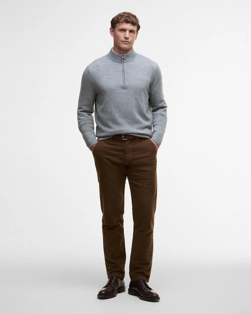 Barbour Kelson Half Zip Knitted Sweater - Grey Marl