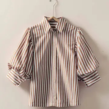 The Phoebe Brown Stripe Blouse
