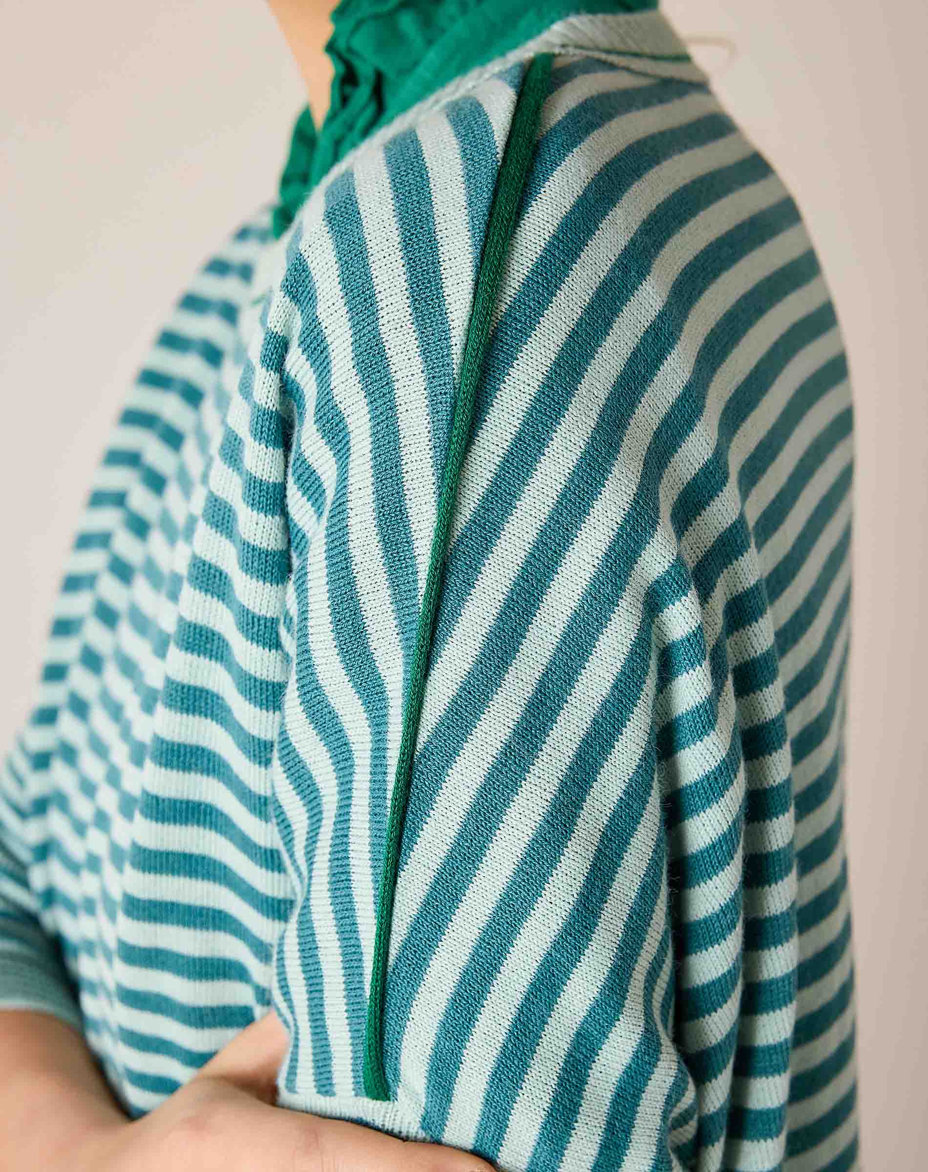 MER SEA Catalina Crewneck Sweater | Deep Ocean Rain Stripe