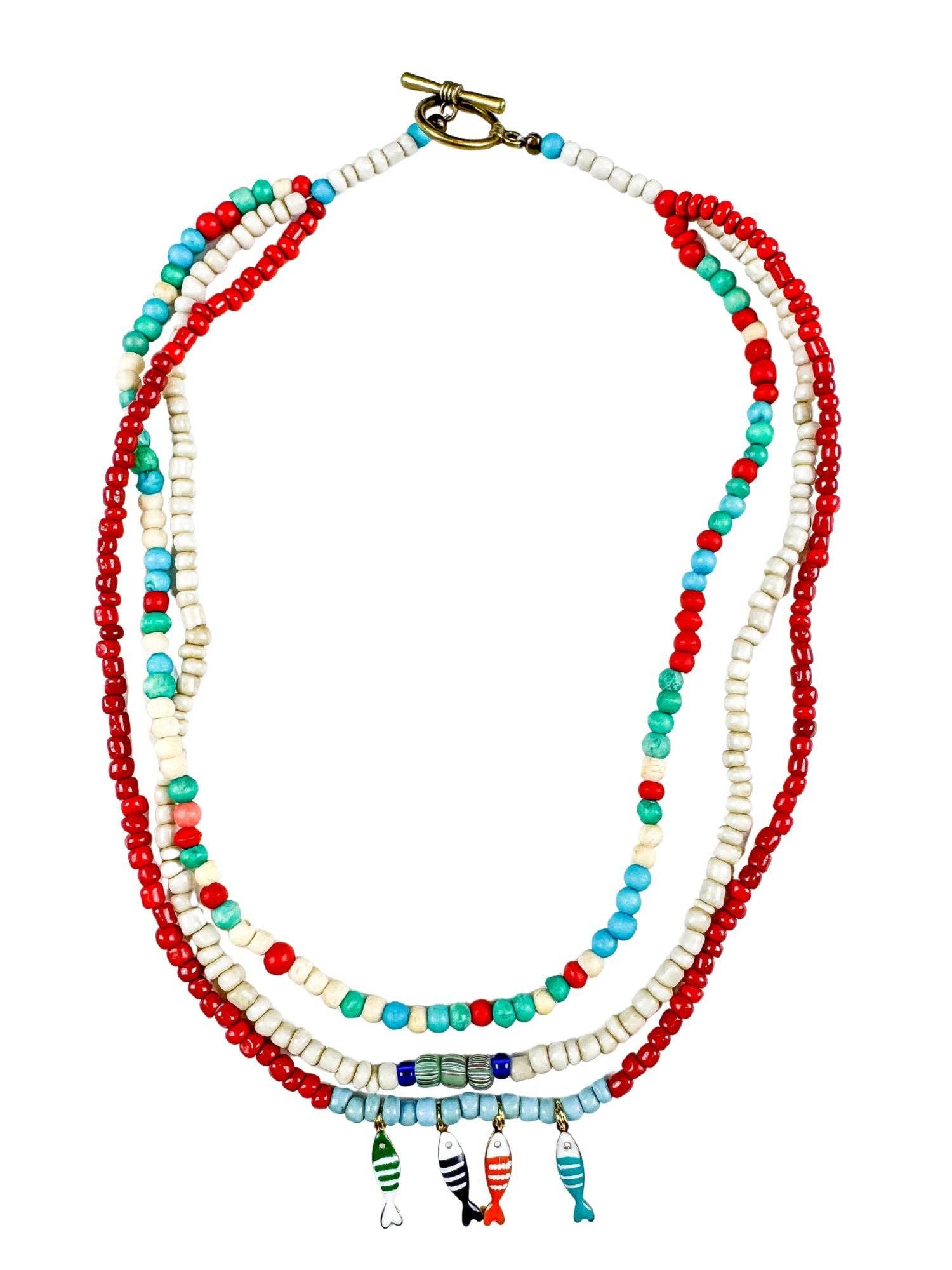 Cape Cod Fish Layered Pendant Necklace |  16"